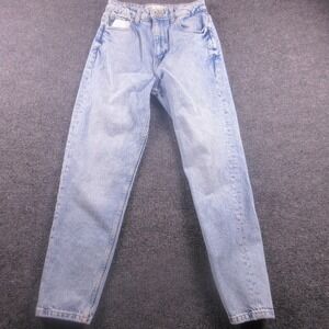 Zara Jeans Womens 4 Blue Mom Relaxed Fit Denim Light Wash High Rise Tapered Leg